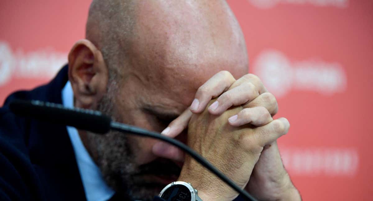 Monchi, en un momento de la rueda de prensa./AFP