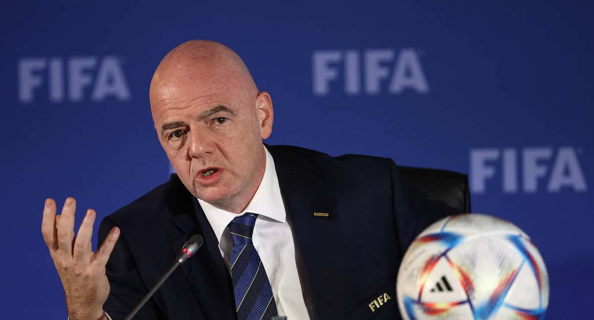 Infantino durante la conferencia en Auckland. /GETTY