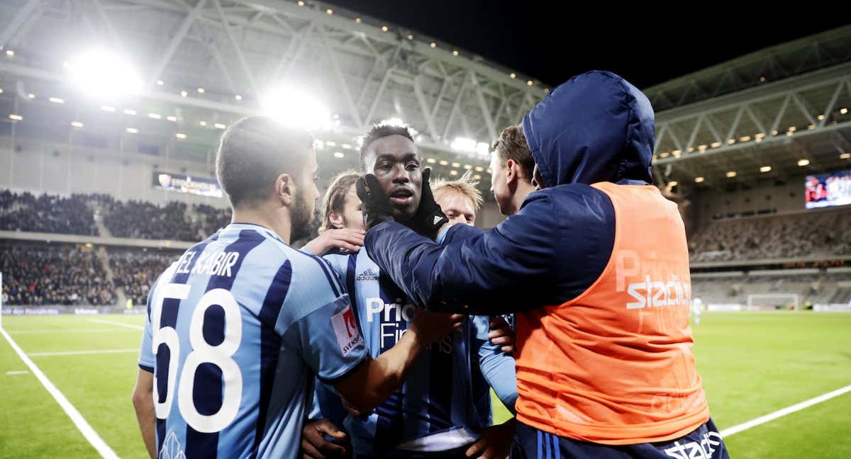 Kadewere celebra un gol con el Djurgarden. /GETTY