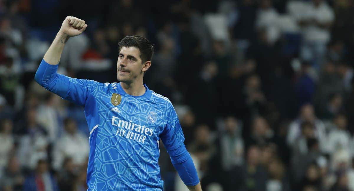 Courtois, en el partido ante el Liverpool./EFE