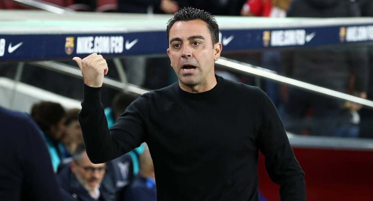 Xavi durante el partido ante el Girona./AFP