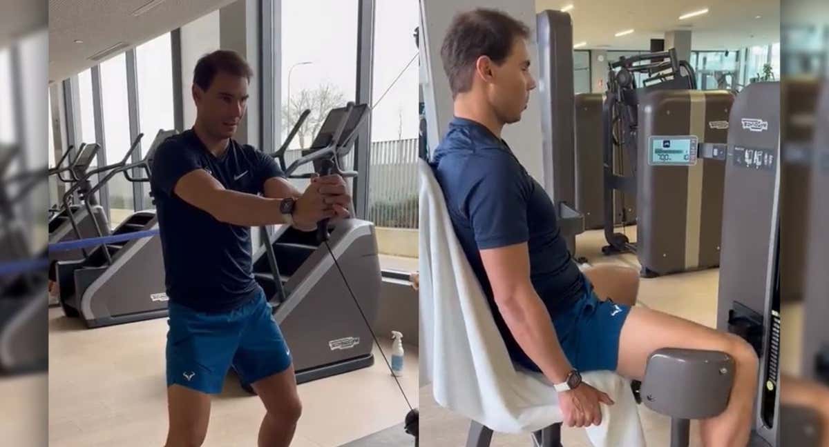 Nadal se ejercita en su academia durante el mes de marzo. /Twitter/Nadal