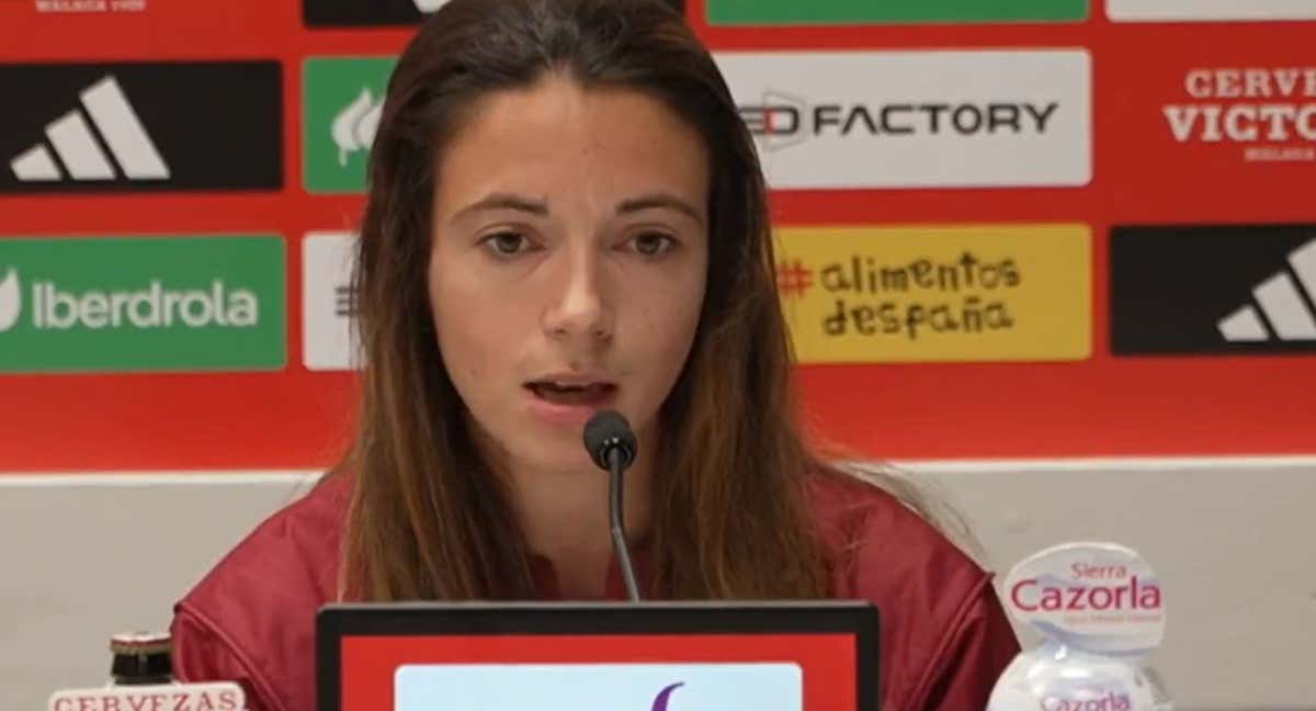 Aitana Bonmatí durante la rueda de prensa de la Selección./Twitter