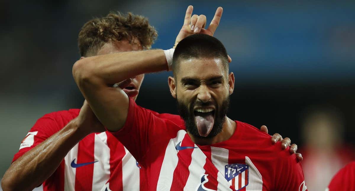 Carrasco celebrando su gol ante el City. /EFE