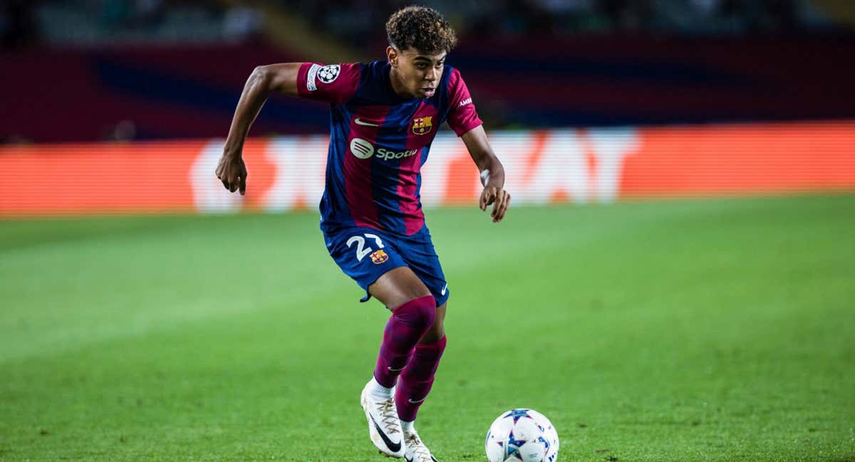 Yamine Lamal, en su debut en la Liga de Campeones. /EUROPA PRESS
