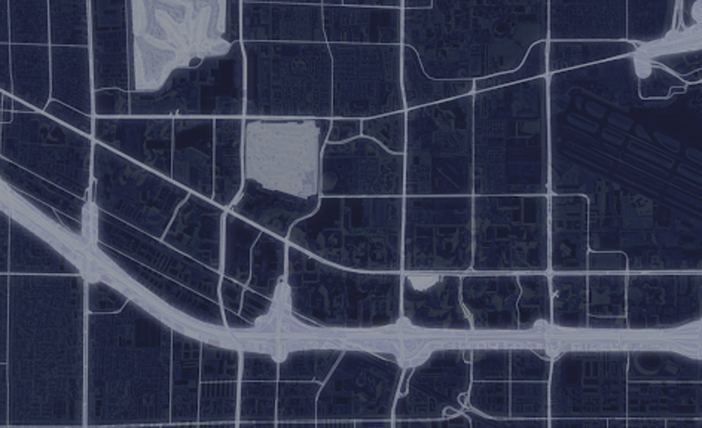 Plano en azul de un trazado urbano