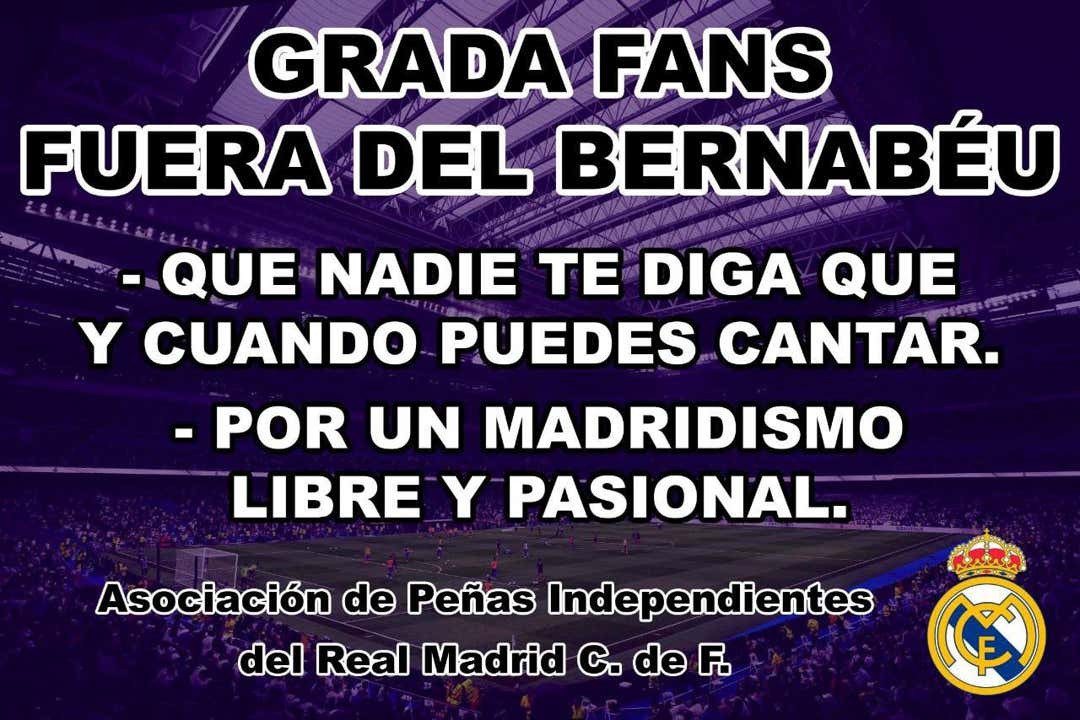 Cartel de protesta contra la Grada Fans que se ha compartido por redes sociales.