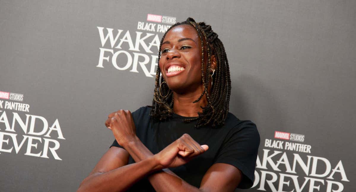Aauri Bokesa, en la presentación de Wakanda Forever, en Madrid, en noviembre de 2022 /Getty Images