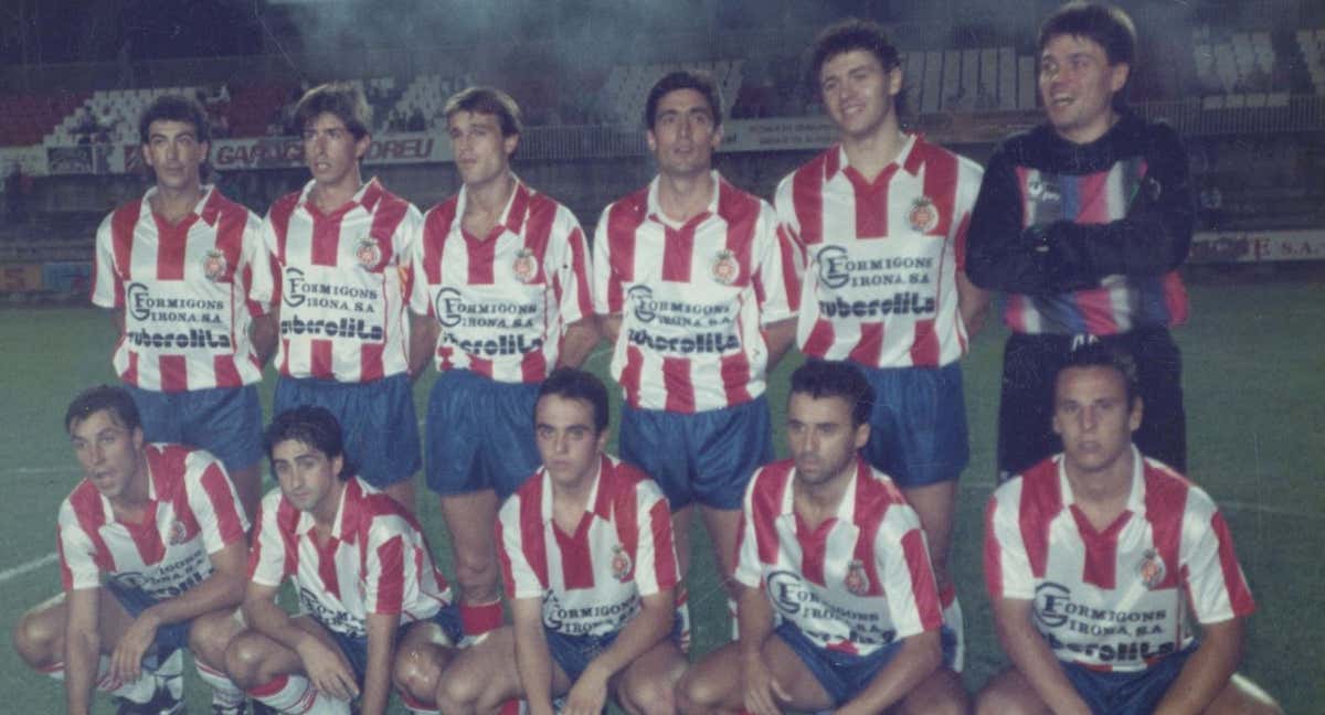 Once del Girona, en la 91-92, con Raúl Ruiz y 'Bolly'. /Ajuntament de Girona / CRDI