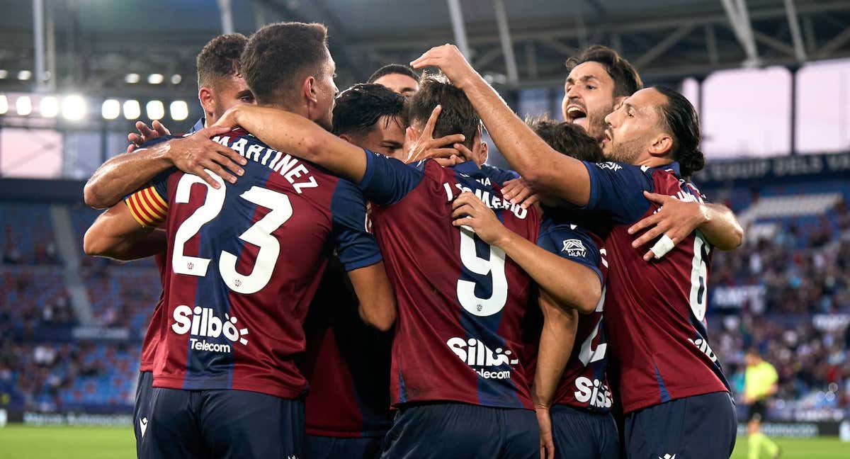 Los jugadores del Levante celebran un gol esta temporada. /GETTY
