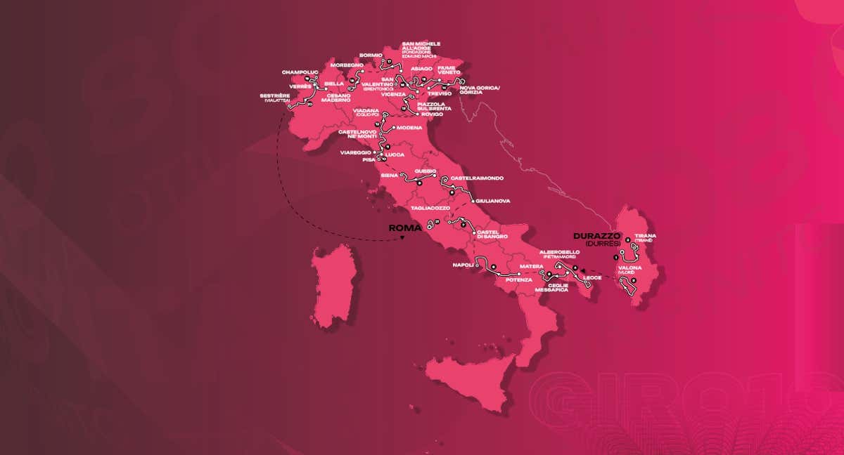 Recorrido Giro Italia 2025./GIRO DE ITALIA
