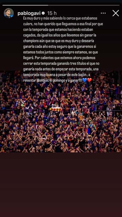 La historia que subió Gavi a Instagram.
