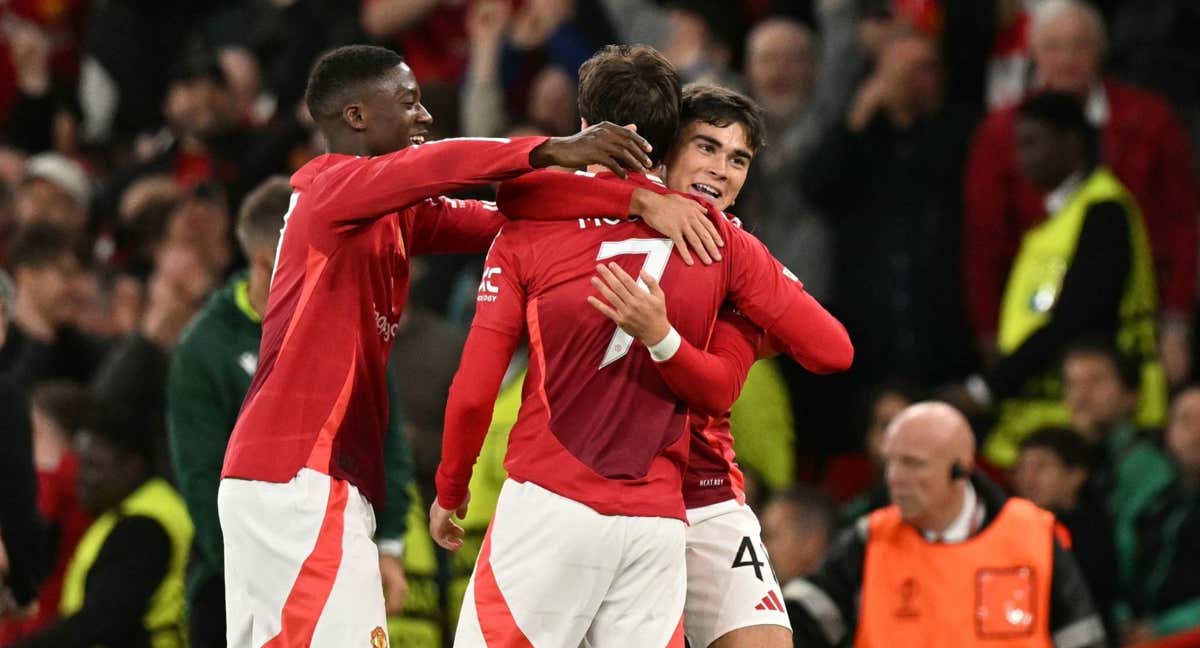 El United celebra la victoria ante el Athletic./AFP