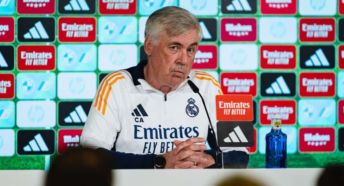 Ancelotti en rueda de prensa. /Getty