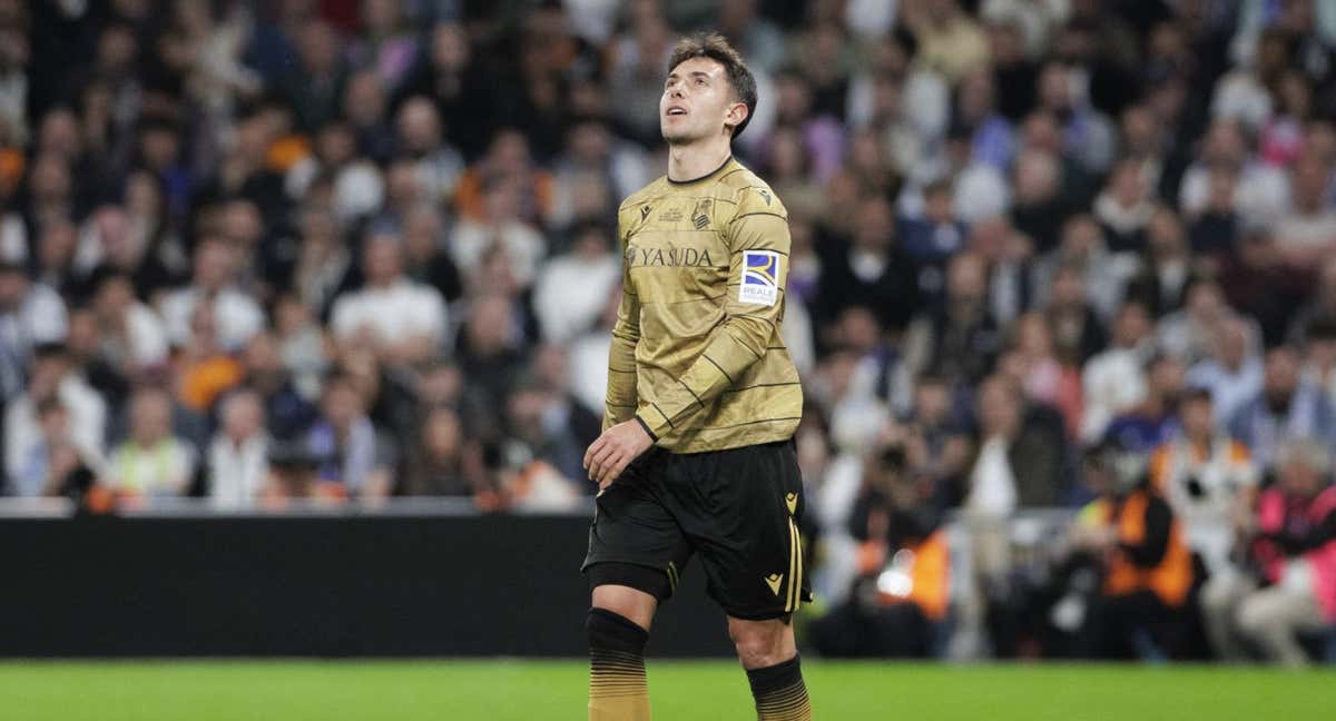 Martín Zubimendi, en el Bernabéu./AFP