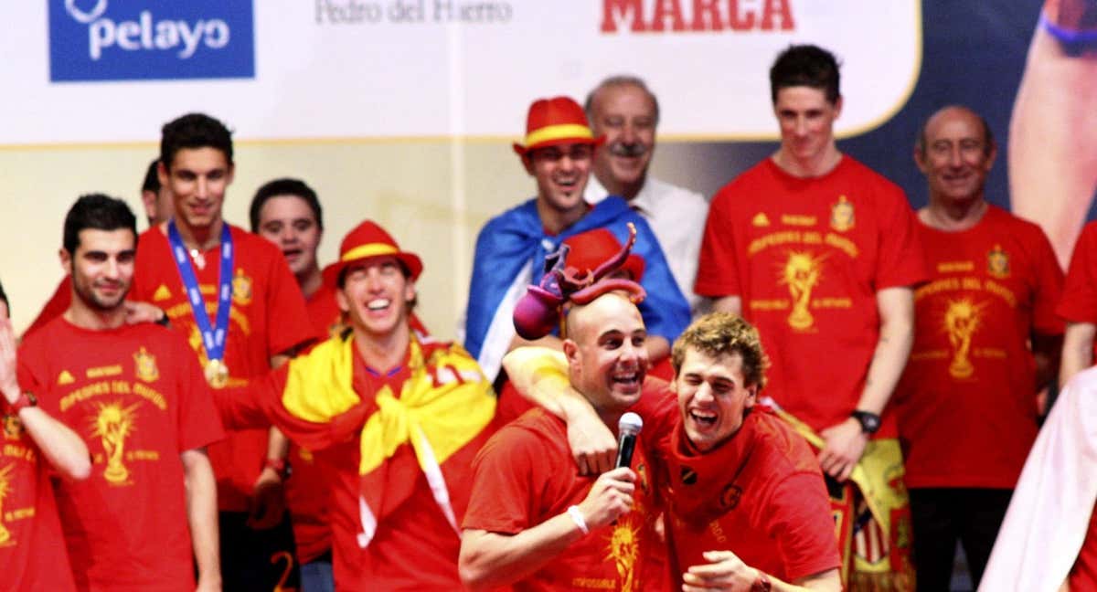 Pepe Reina, en la celebración del Mundial 2010./ARCHIVO