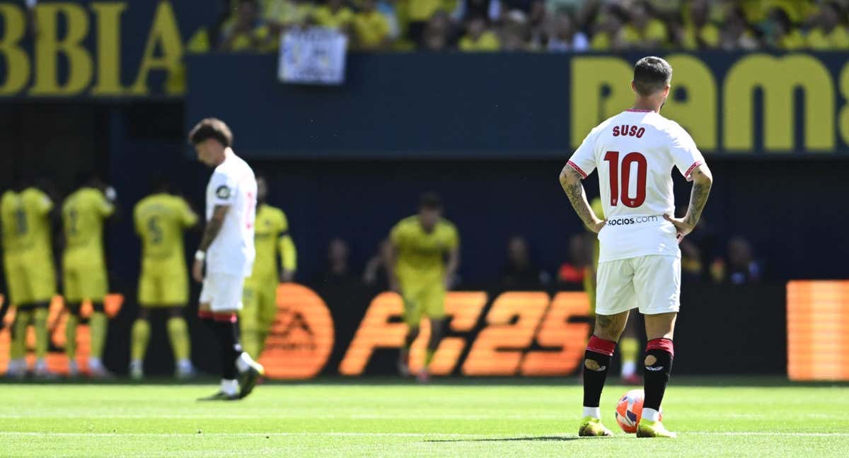 Suso, pensativo, tras un gol del Villarreal./EFE
