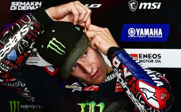 Fabio Quartararo, en el box de Yamaha antes de la carrera.  GETTY