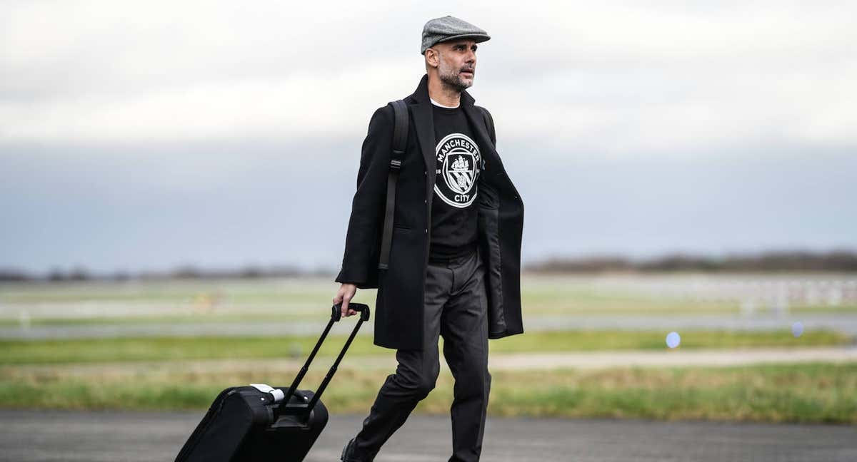 Pep Guardiola, durante un viaje./Getty Images