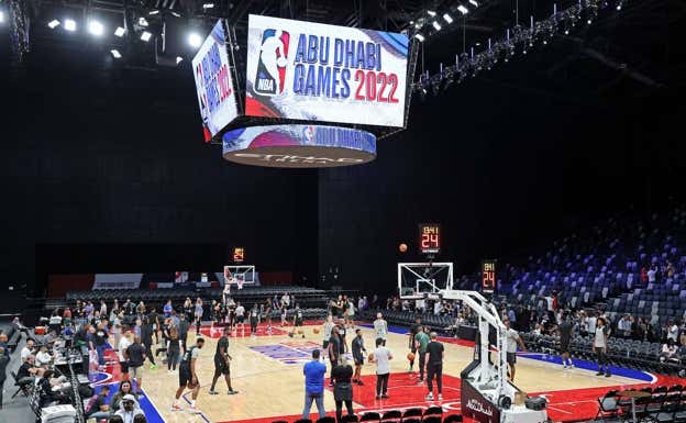 Partido de NBA entre Bucks y Hawks celebrado en Abu Dhabi hace unos días.  GETTY