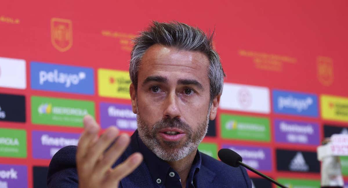 Jorge Vilda, durante la última rueda de prensa en Las Rozas. /GETTY IMAGES