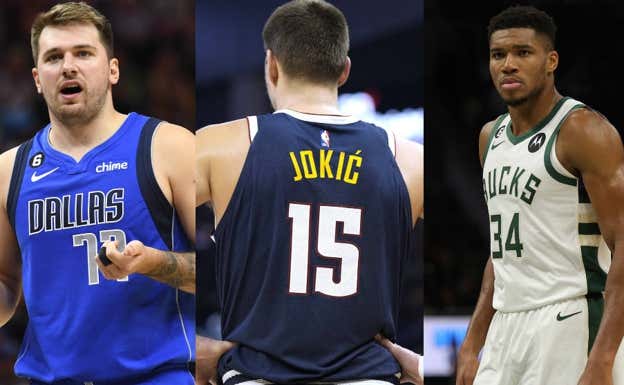 Doncic, Jokic y Antetokounmpo, los favoritos al MVP de la temporada. GETTY IMAGES