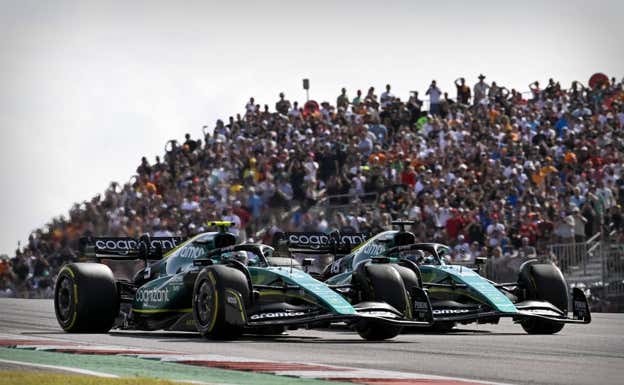 Sebastian Vettel y Lance Stroll, en el GP de EE UU de F1 2022.  Getty Images