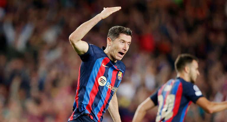 Lewandowski, en el partido de Champions ante el Inter.