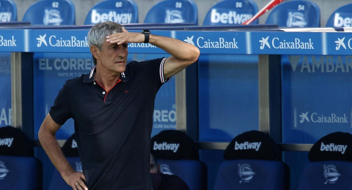Quique Setién, en una imagen con el Barça.