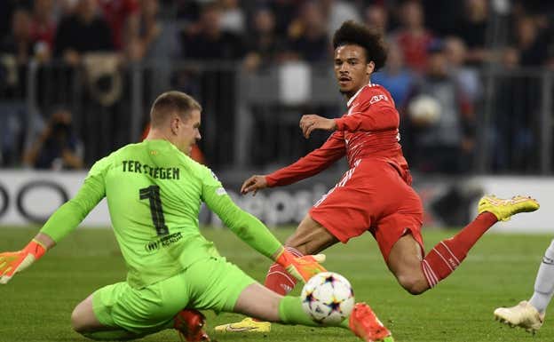 Sané, que marcó en la ida, no estará en el Camp Nou. GETTY