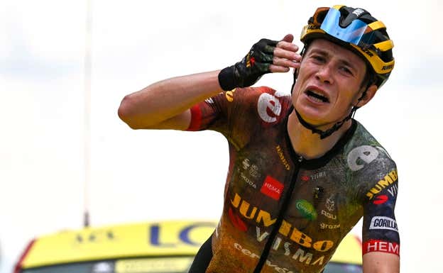 Jonas Vingegaard se impone en el Col du Granon.  GETTY IMAGES