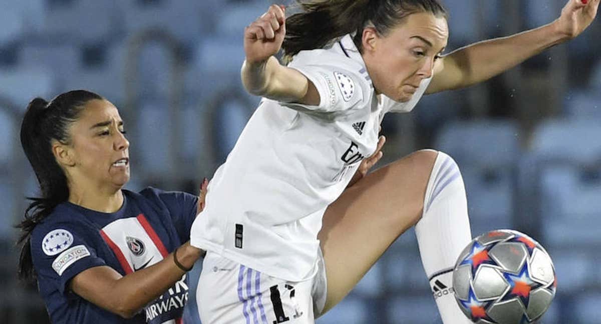 Karchaoui, del PSG, y Weir, del Real Madrid. /GETTY