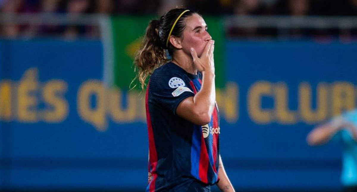 Mariona Caldentey, jugadora del Barça, en un partido de la Champions en el Johan Cruyff.
