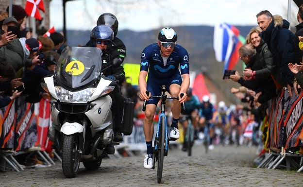 Max Kanter, durante su escapada en el pasado Tour de Flandes.  GETTY IMAGES