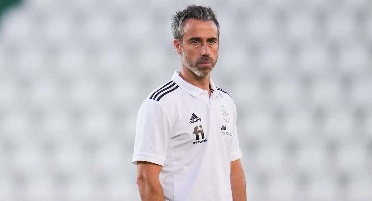 Jorge Vilda, durante el partido que enfrentó a España con Suecia.