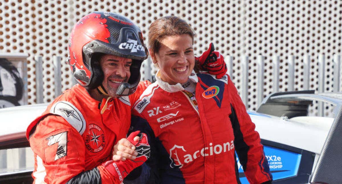 Carlos Checa y Laia Sanz, en un evento previo al CatalunyaRX.