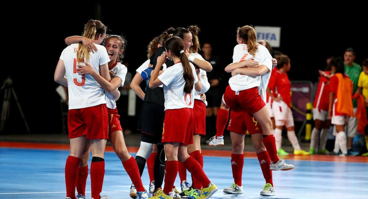 Las jugadoras de la Selección española de fútbol sala femenino en un partido. /GETTY