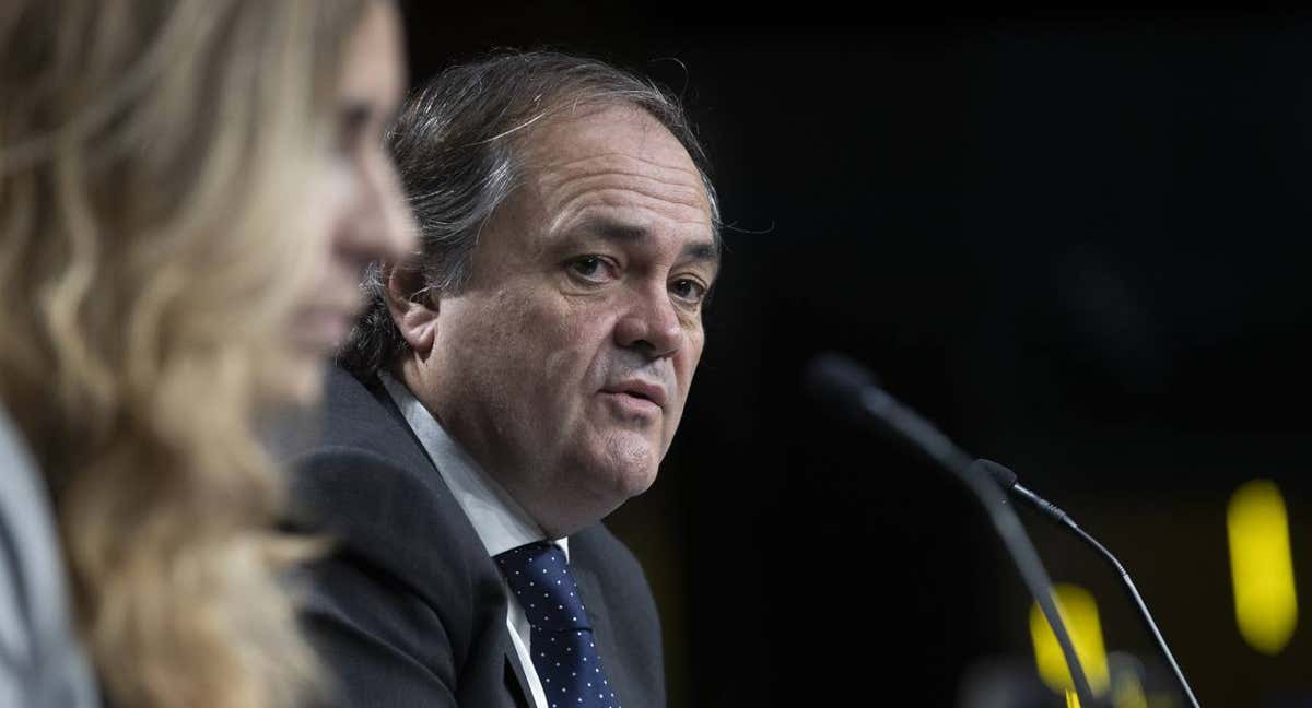 Jokin Aperribay durante la rueda de prensa en el Reale Arena./EFE
