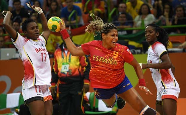 Marta Mangué en un partido con España.  GETTY