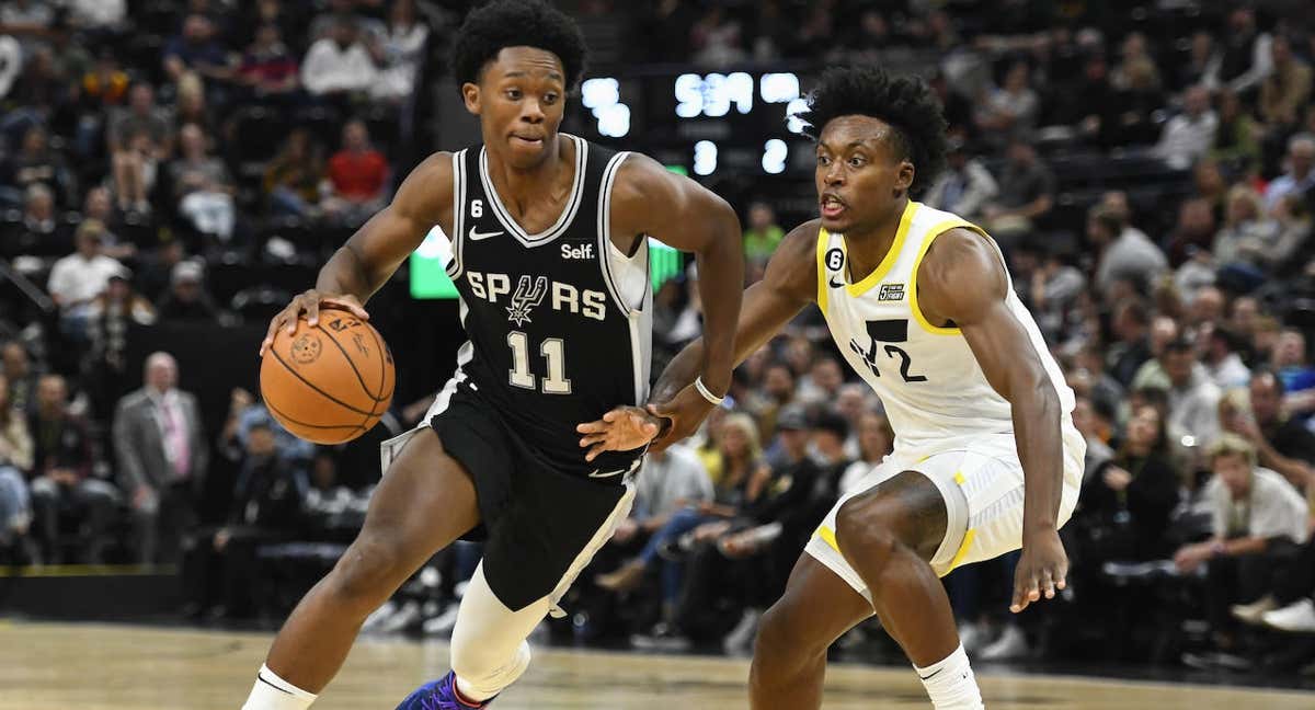 Josh Primo, en un partido de pretemporada con los Spurs. /GETTY