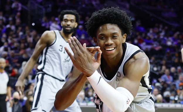 Josh Primo en un partido con los Spurs. GETTY IMAGES