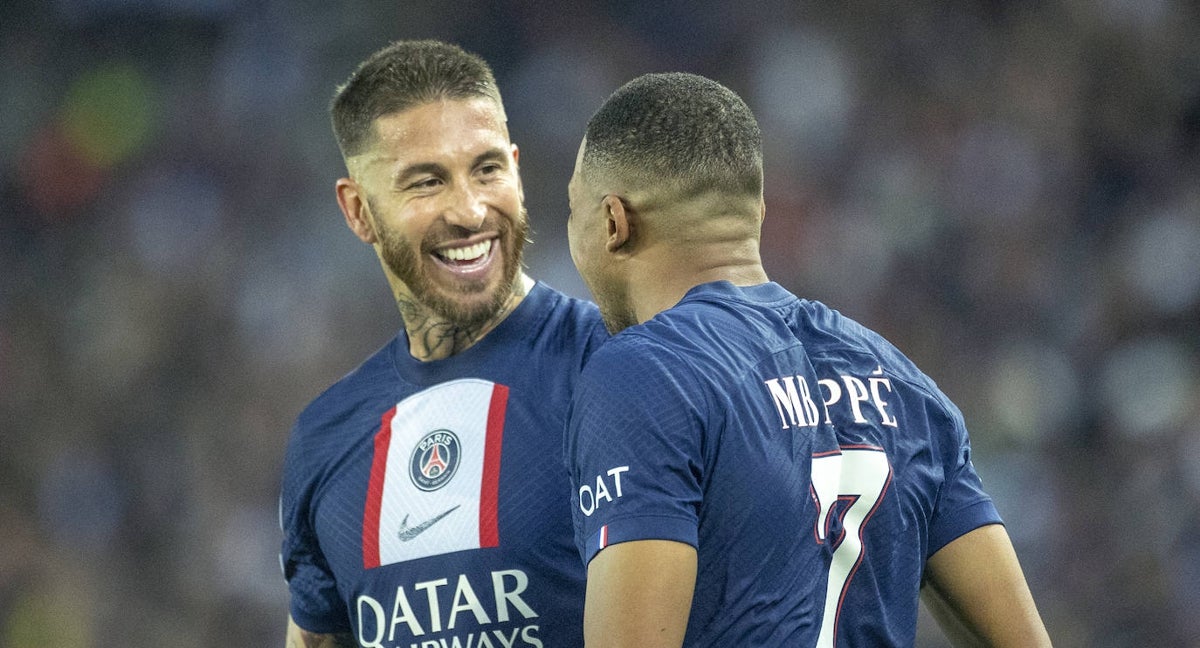 Sergio Ramos y Kylian Mbappé, posibles rivales del Real Madrid en la Champions League.