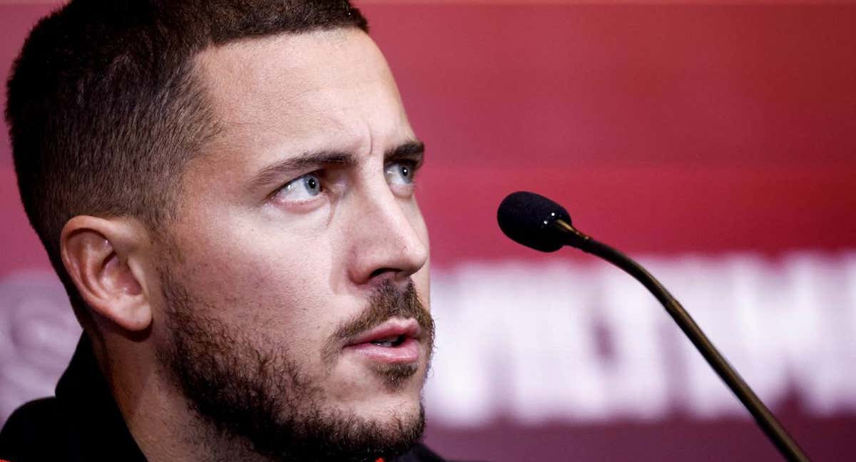 Hazard, durante la concentración con Bélgica./GETTY