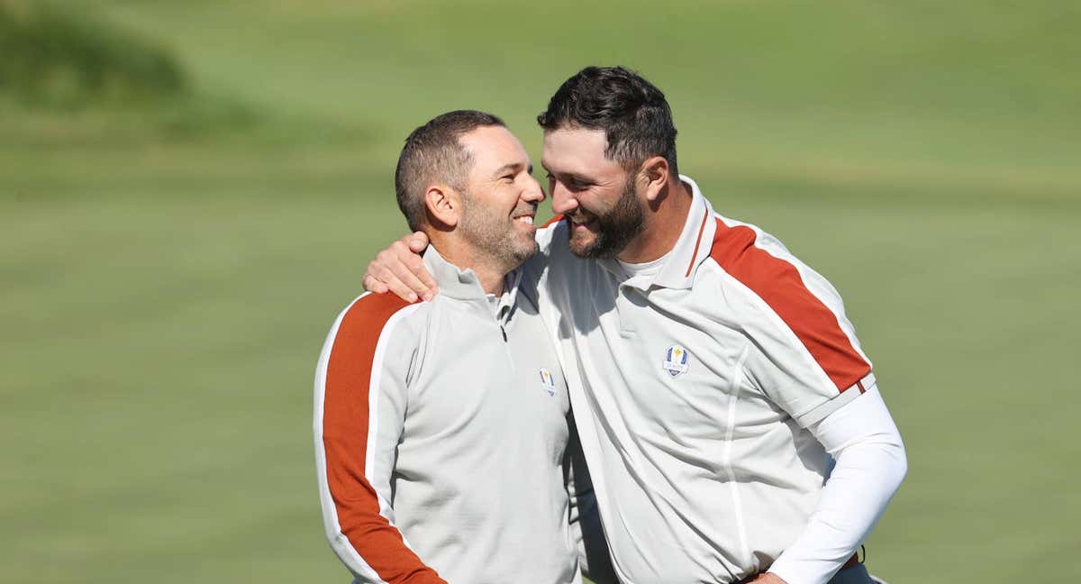 Sergio García y Jon Rahm durante la Ryder Cup./GETTY IMAGES
