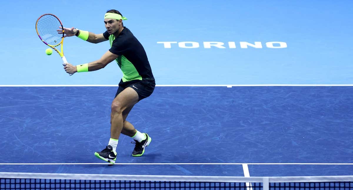 Rafael Nadal, durante su partido ante Casper Ruud en las ATP Finals. /GETTY