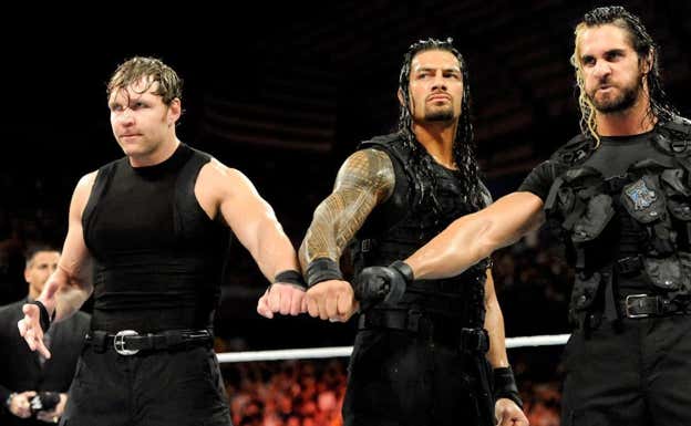 Dean Ambrose (ahora Jon Moxley en AEW), Roman Reigns y Seth Rollins. WWE