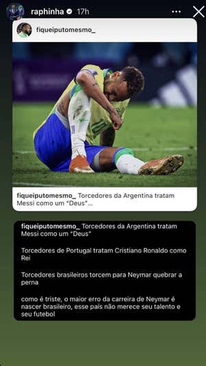 La publicación compartida por Rapinha  Instagram de Rapinha