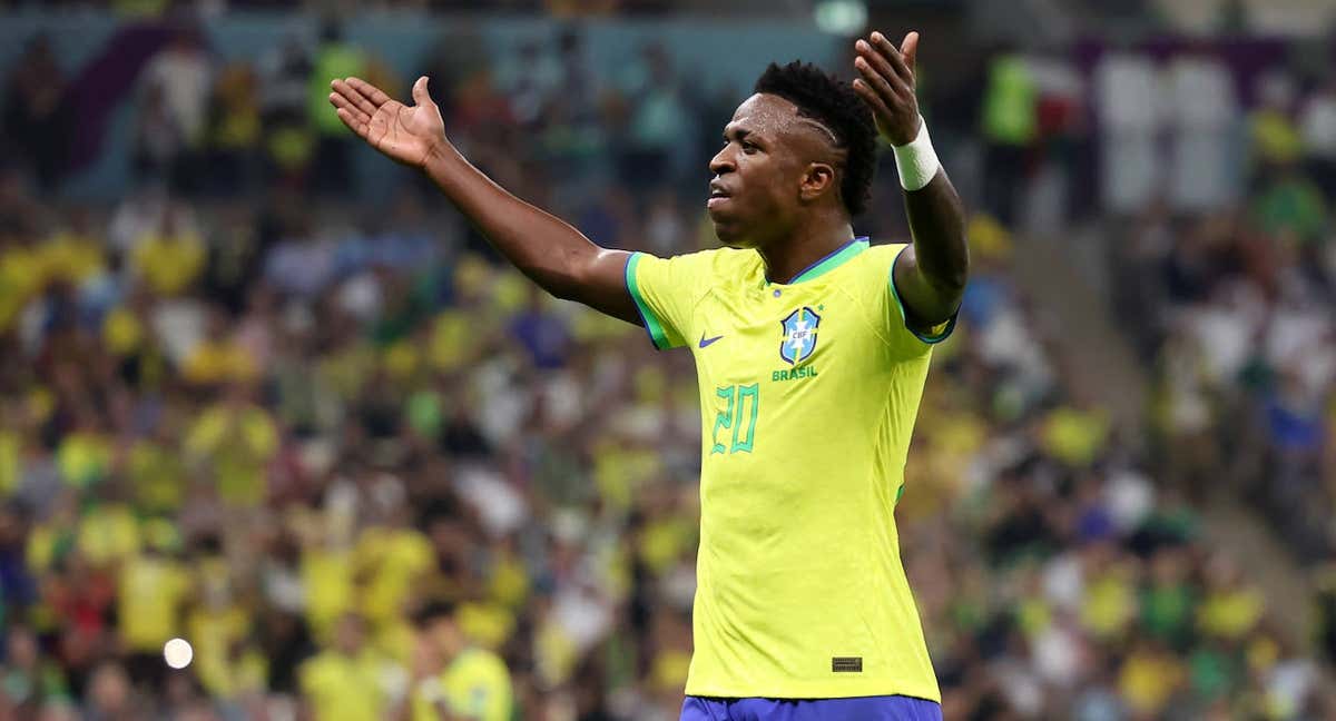 Vinicius Jr, durante un partido./Getty Images