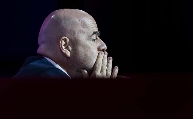 Infantino durante el discurso previo al inicio del torneo. GETTY