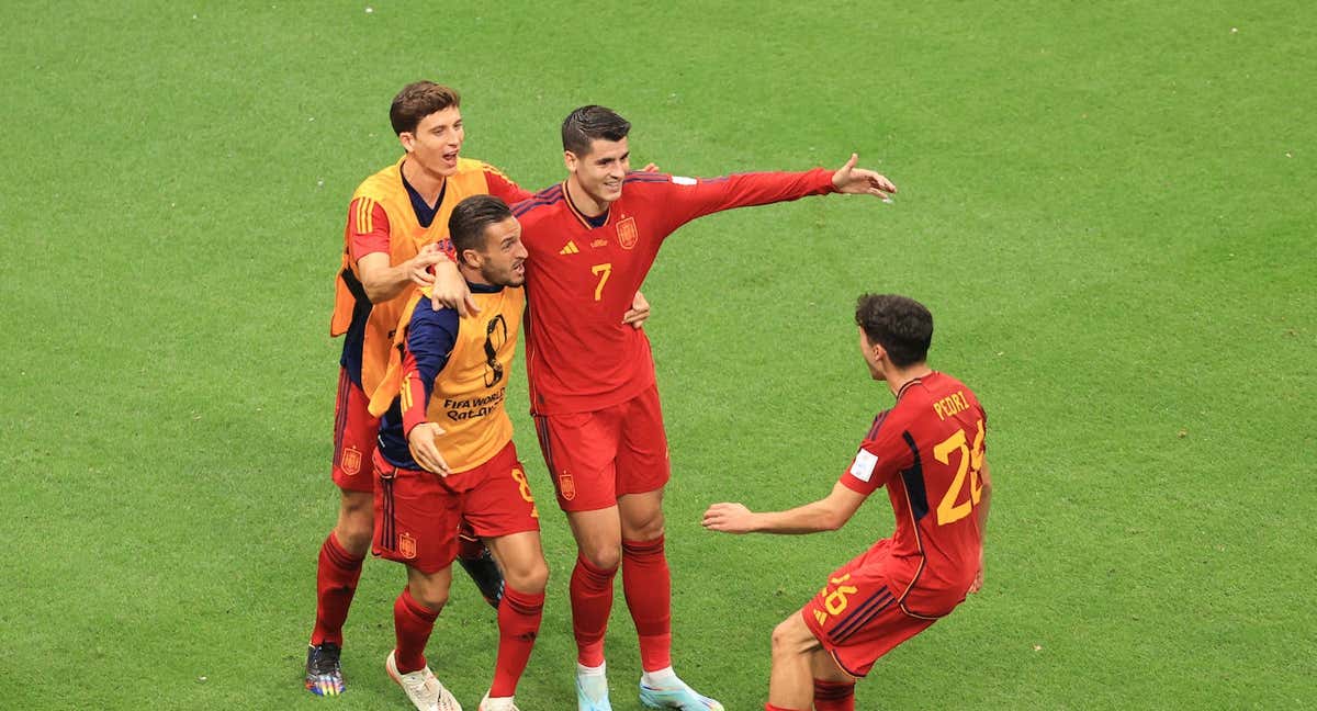 Koke celebra el gol ante Alemania./Getty